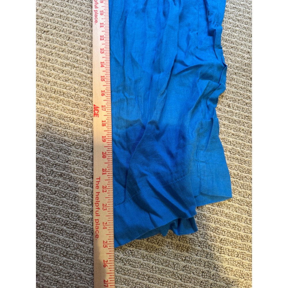 Tahari Essentials 100% Linen Wide Leg Pants Cobalt Blue Elastic Waist Large - Picture 8 of 9